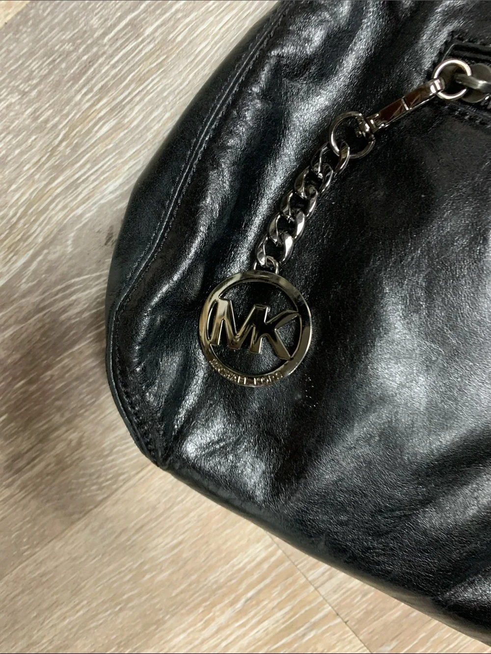 Michael Kors Black Leather Chain-Handle Satchel